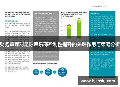 财务管理对足球俱乐部盈利性提升的关键作用与策略分析